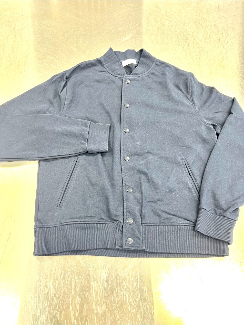 Colton & Co. Men's Navy Button-Front Bomber Jacket Large
